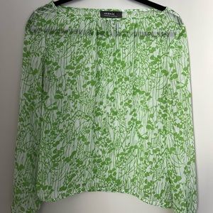 White & Lime Green Blouse - Shear